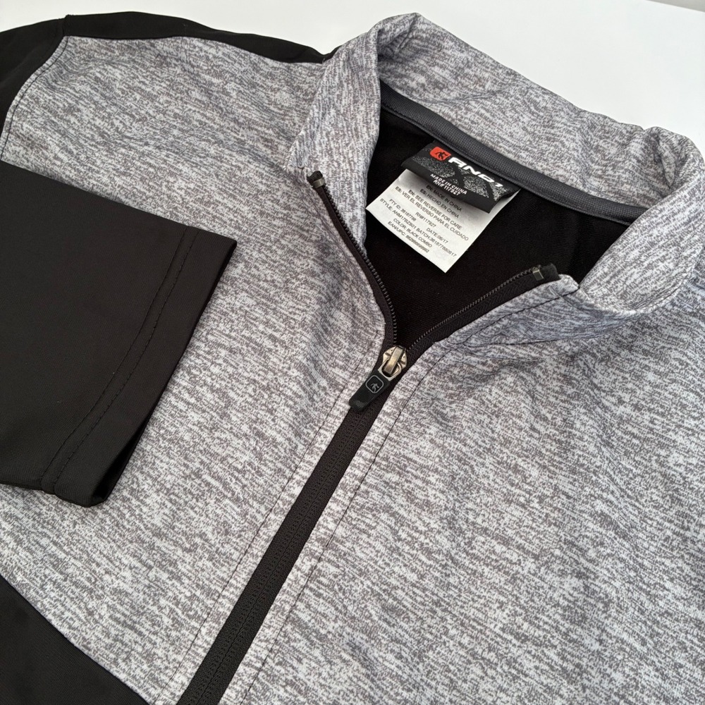 AND1 Mens Full Zip Track Jacket Grey Black Space Dye Athletic Large ANM17BZS01